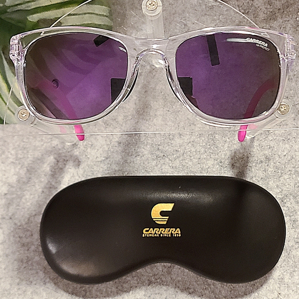 NEW Carrera Unisex Clear & Pink Sunglasses with Violet Lenses